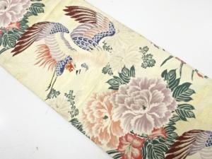 アンティーク　鳳凰に牡丹・菊模様織り出し丸帯（着用可）